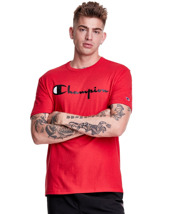 Champion T-Shirt Heren - Rood - Lightweight Script Logo ( 278435-FZO )